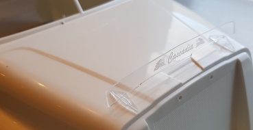 Preview: 1:14 Tamiya Cascadia Schutzscheibe, farblos mit Gravur