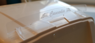 Preview: 1:14 Tamiya Cascadia Schutzscheibe, farblos mit Gravur