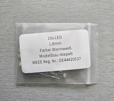 Preview: 10x LED 1,8 mm WARMWEISS