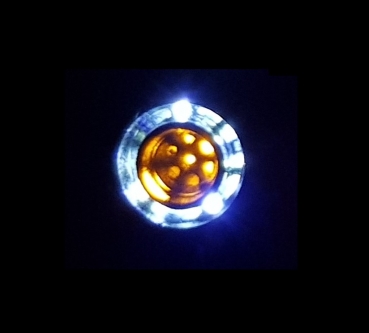 1x Zweikammer Tuning Rückleuchte, Weiß/Orange, rund, 10mm, incl. Platine für 7,2 Volt