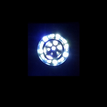 1x Zweikammer Tuning Rückleuchte, Weiß-Weiß, rund, 10mm, incl. Platine für 7,2 Volt