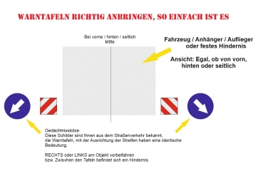 1:14 1 Paar Warntafeln, reflektierende Aufkleber (1:1 = 500x500mm)